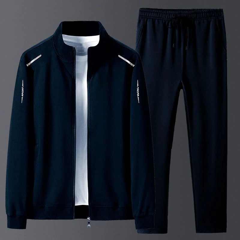 男士新款休闲运动套装帅气春秋季炸街立领两件套外套男直筒长裤
