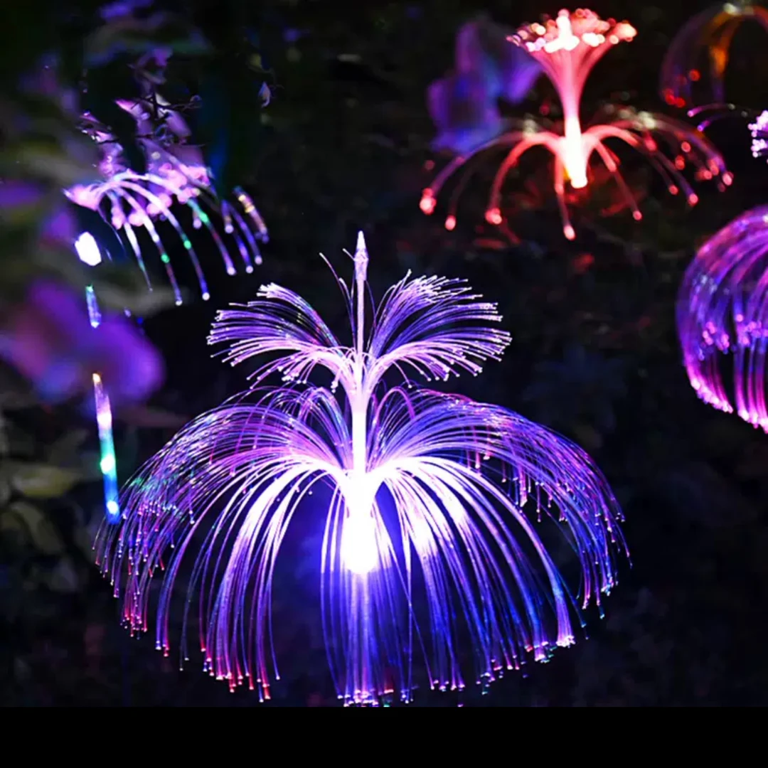 太阳能创意水母光纤灯庭院氛围灯户外防水花园氛围灯地插灯别墅