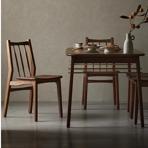 朴愫木作中岛椅 黑胡桃实木餐椅原创设计家用餐厅桌椅简约中式