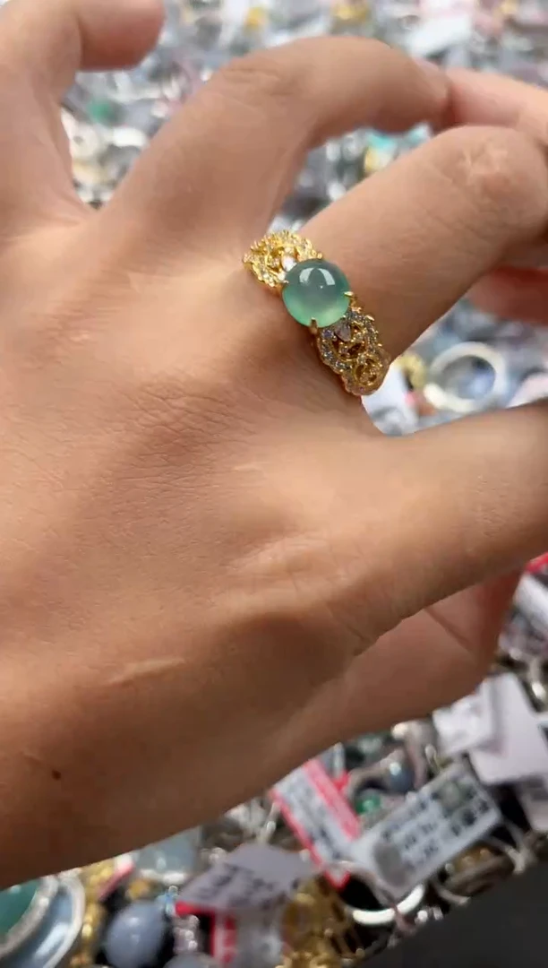 银S925镶嵌戒指翡翠999             4