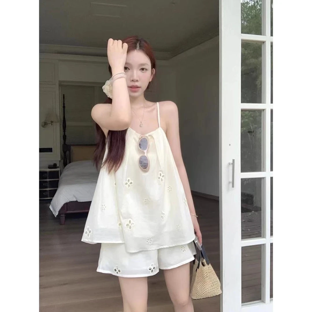 A633薄款吊带裙夏季时尚套装甜美清新简约通勤休闲风气质