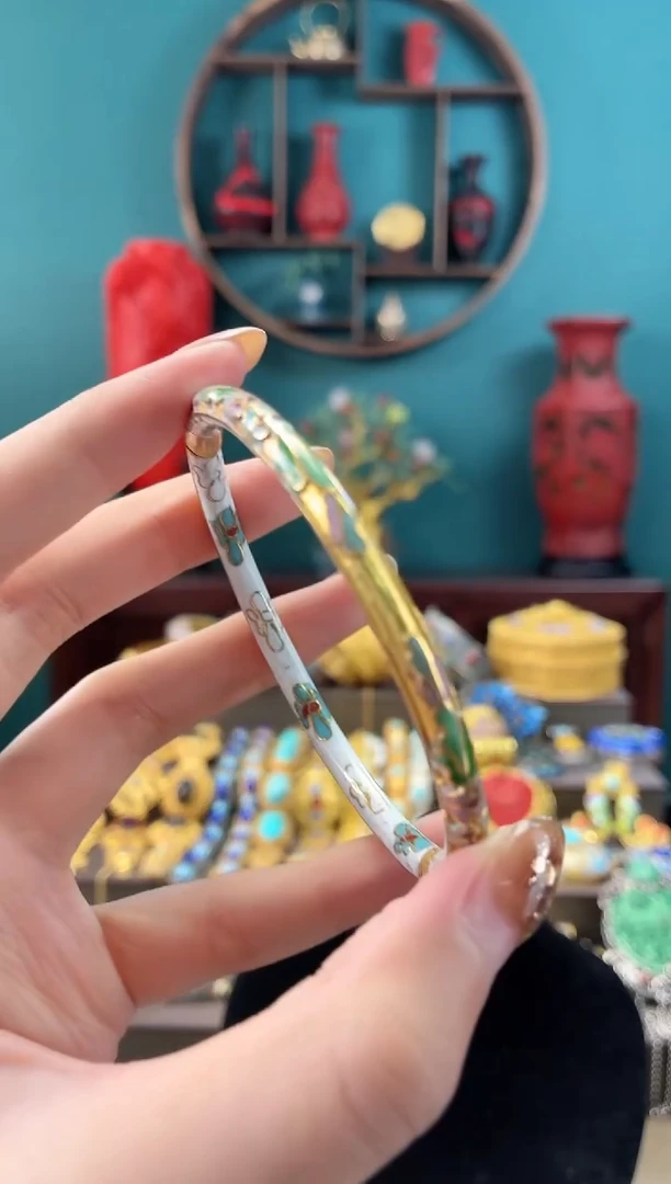 非遗景泰蓝开口镯子57-62白色