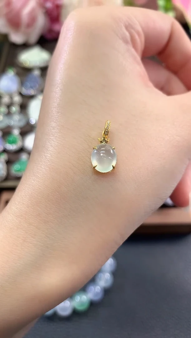 吊坠(不含链)18K金镶嵌翡翠b51 多样性一件发货