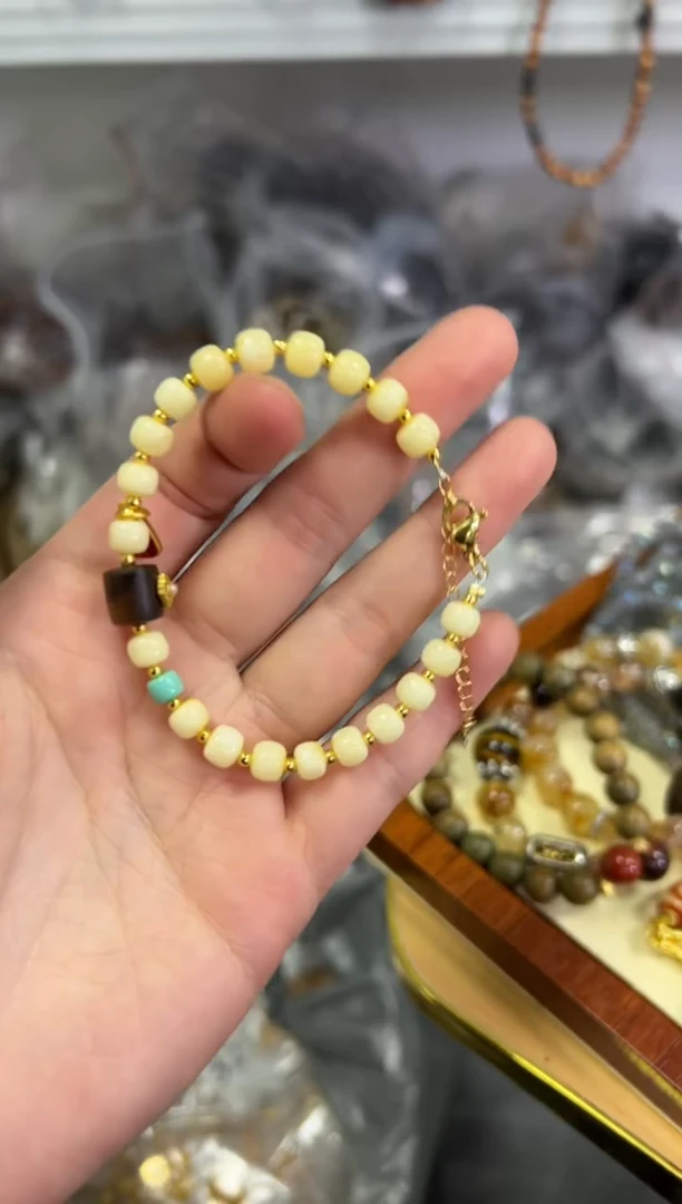 【闪购商品】蜜蜡手链未镶嵌妖花白蜜蜡桶珠手串[3370]