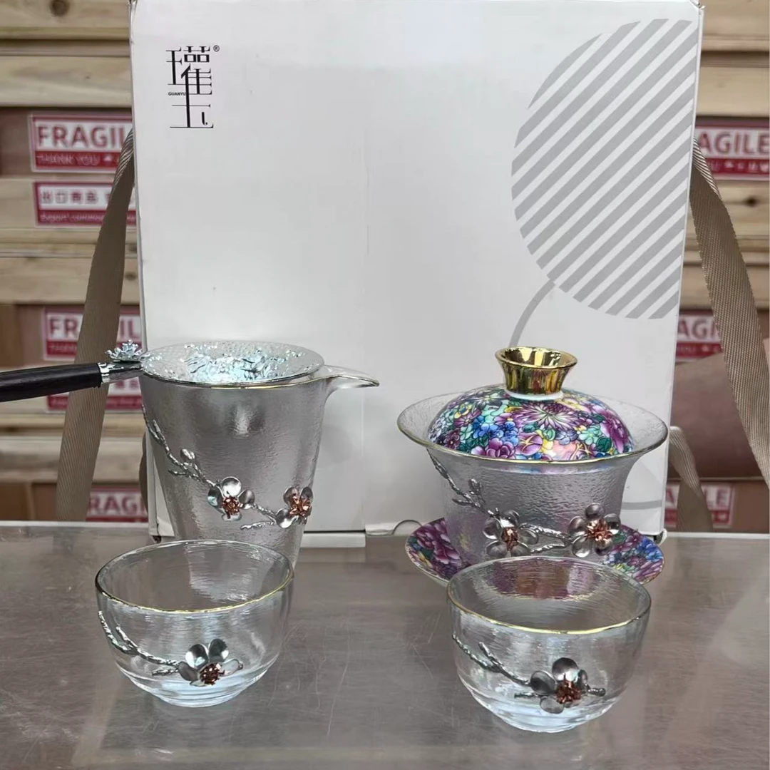 【闪购商品】瓘玉锡花水晶三才盖碗