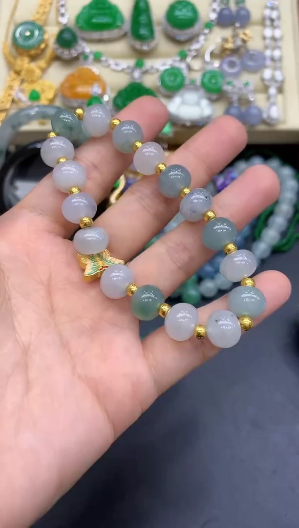 足金镶嵌手链翡翠289-中国好珍宝