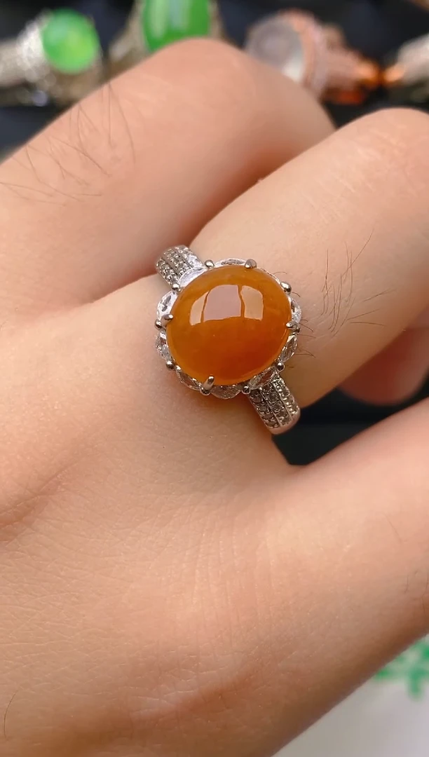 翡翠戒指银S925镶嵌天然