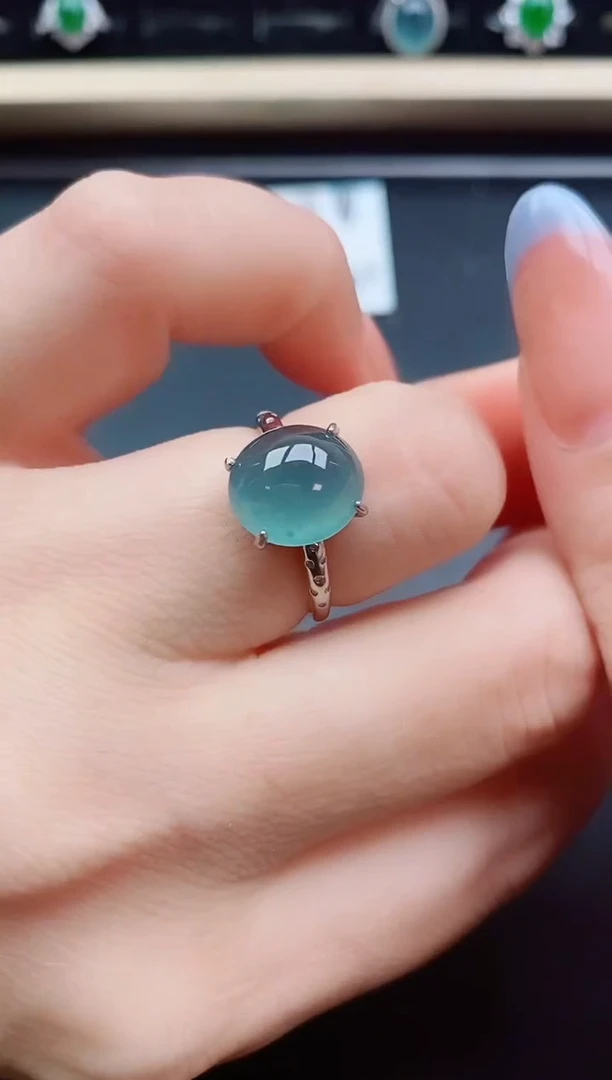 翡翠戒指银S925镶嵌1