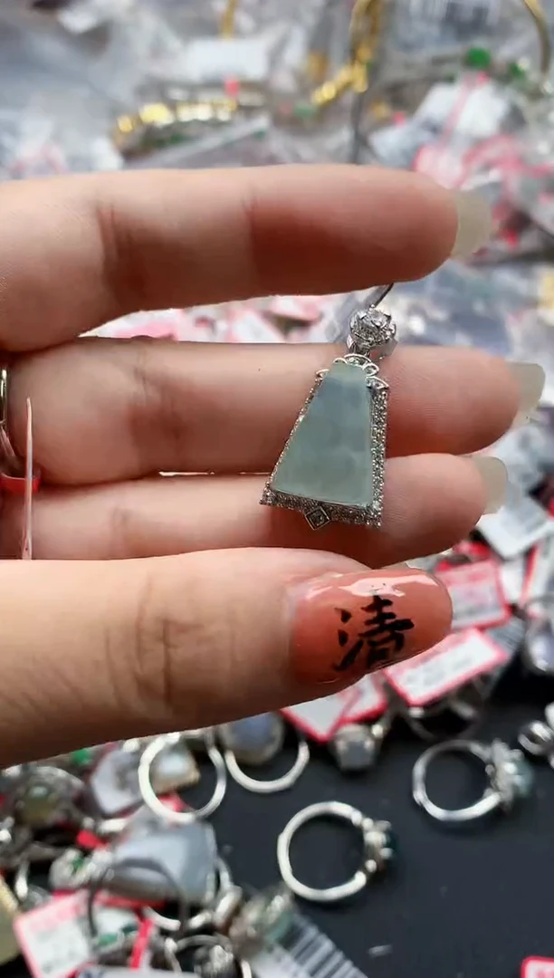 银S925镶嵌戒指翡翠天然A货缅甸翡翠