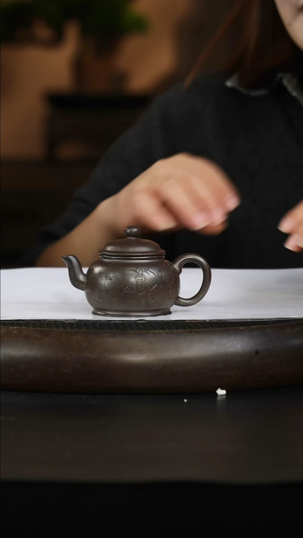 茶壶紫砂底槽清 柴烧  执壶宫灯