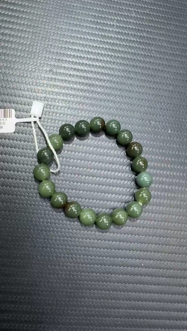 未镶嵌手串和田玉若羌微色差青玉卡10手串