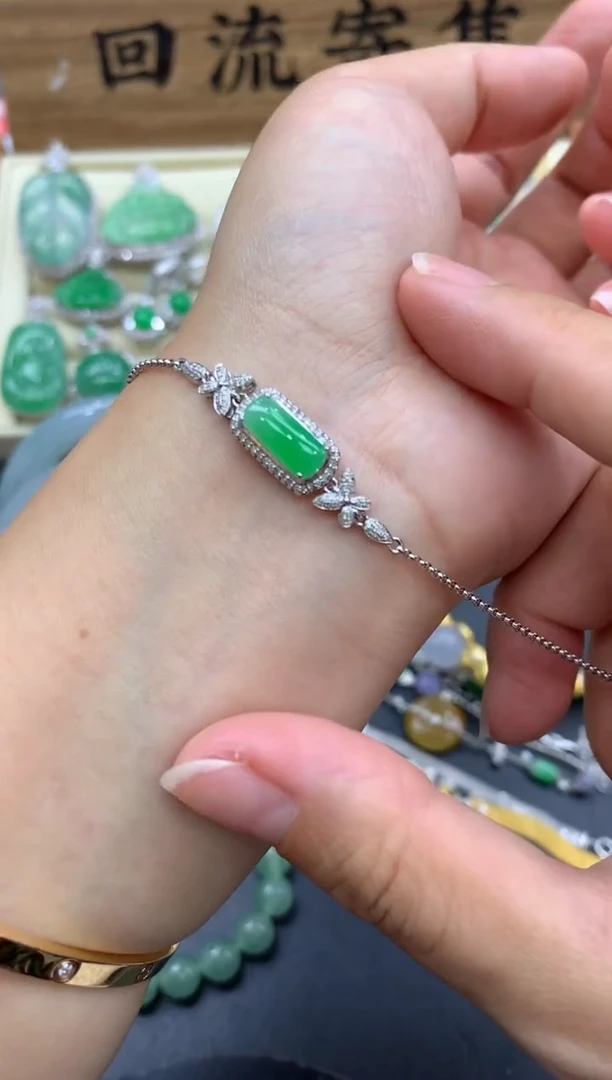 【闪购商品】翡翠手链18K金镶嵌386-中国好珍宝