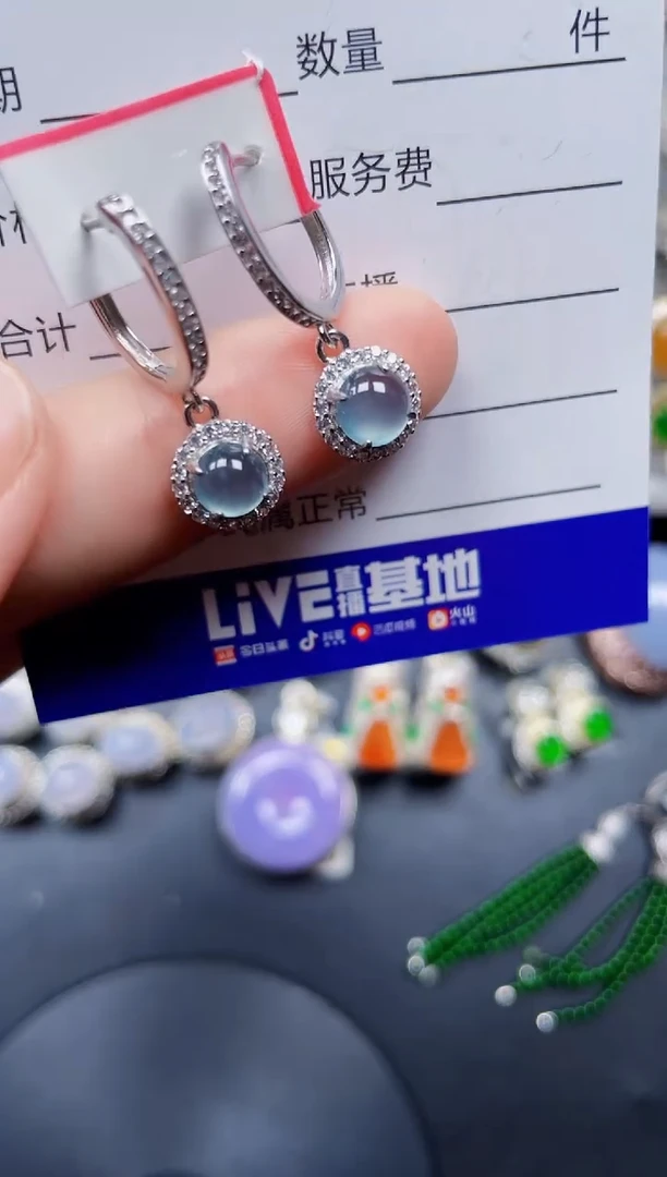 银S925镶嵌翡翠耳饰168