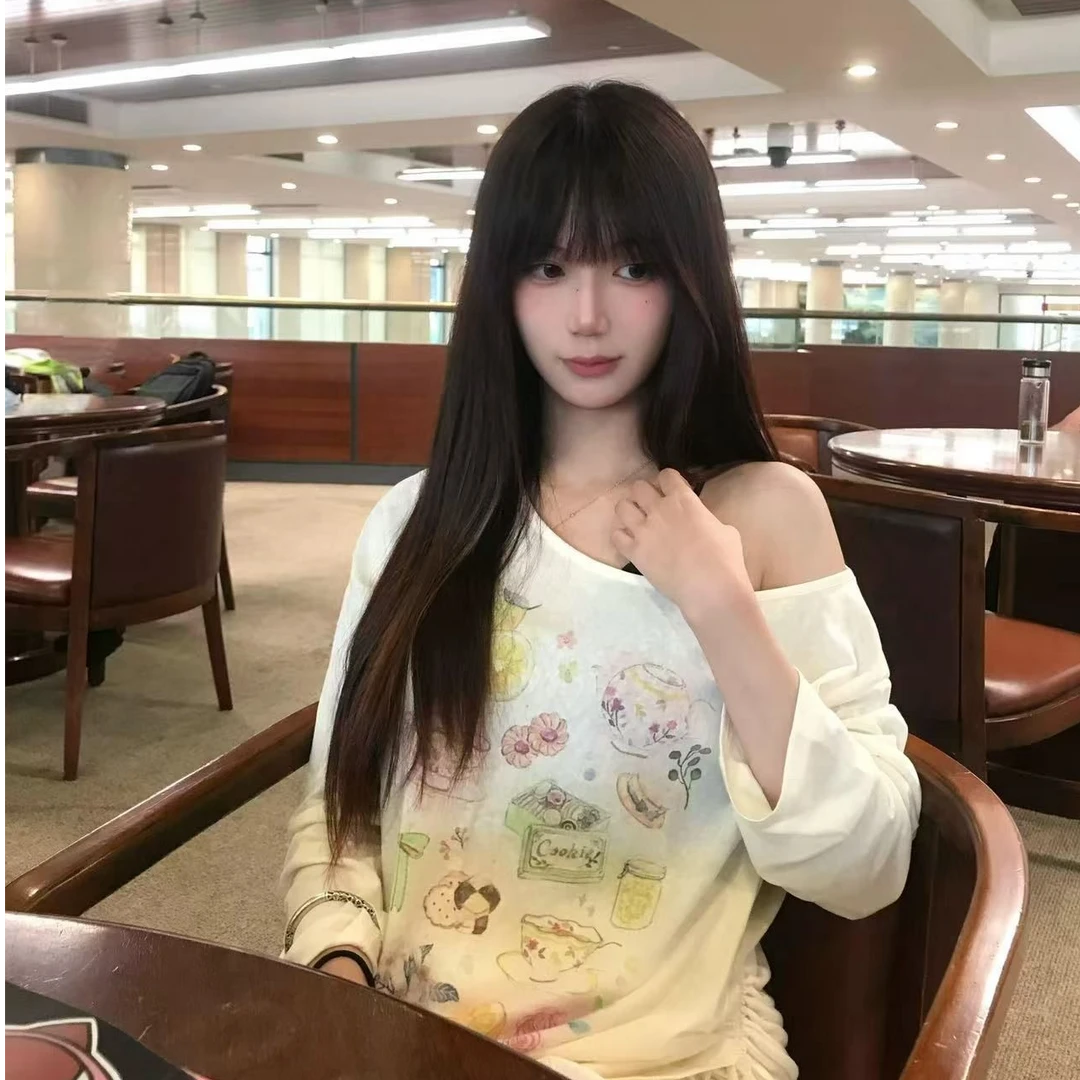 夏季2025新款彩绘趣味印花百搭防晒罩衫女春薄款宽松长袖t恤上衣