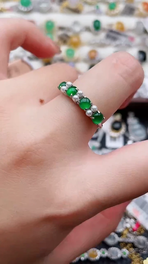 银S925镶嵌戒指翡翠134