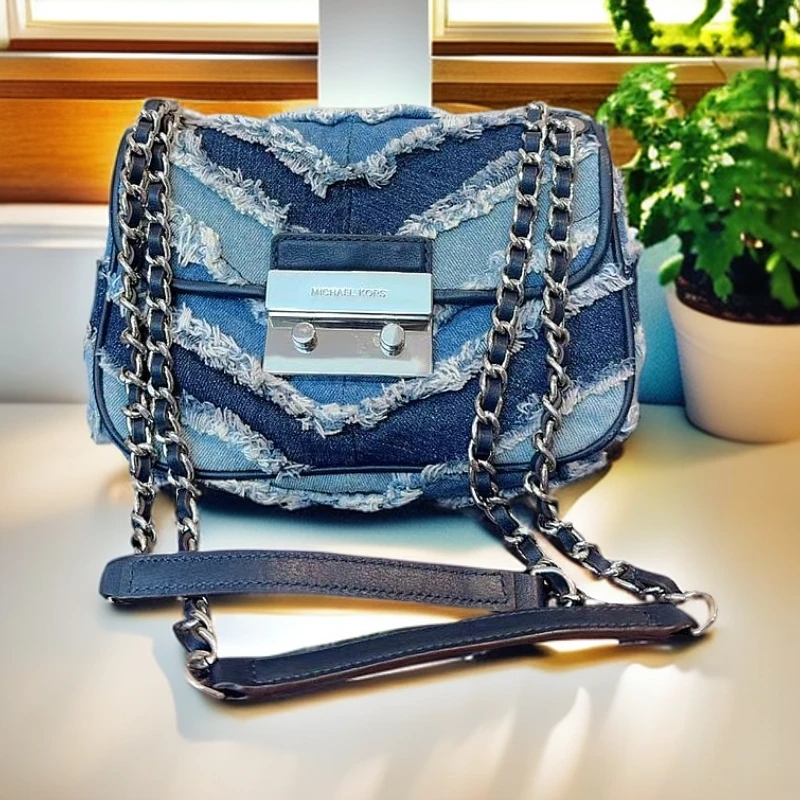 95新 MICHAEL KORS/迈克高仕 蓝色链条包 1216 7991