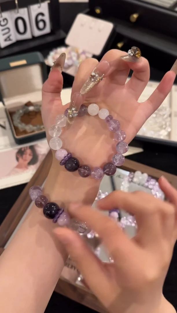 水晶手链合金紫色多宝x2246