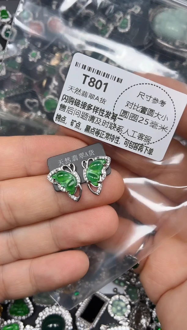颈饰未镶嵌翡翠T801耳钉