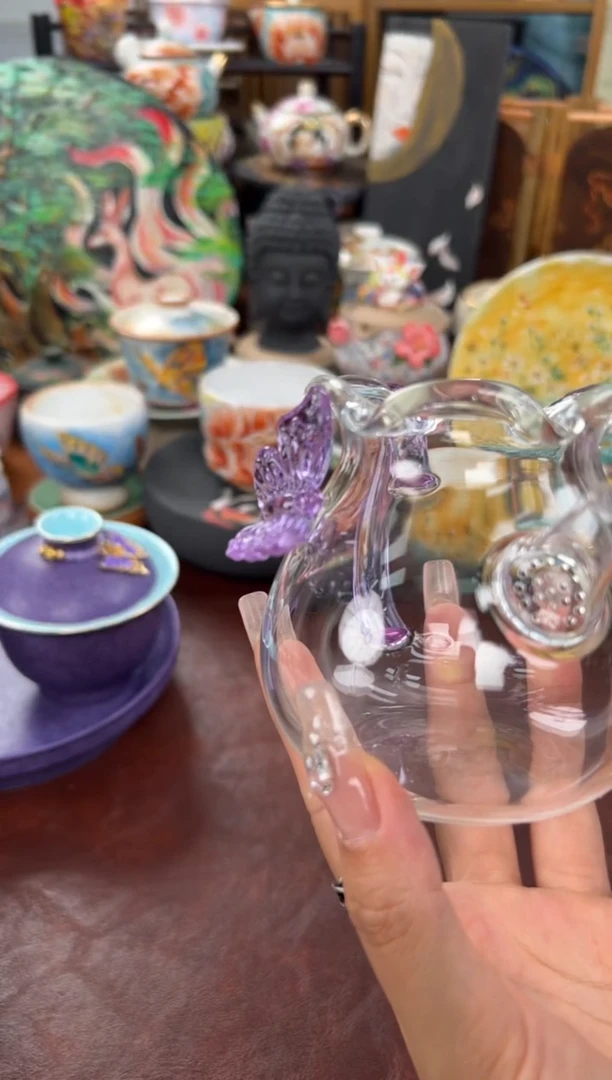 丁香紫手工蝴蝶公道杯