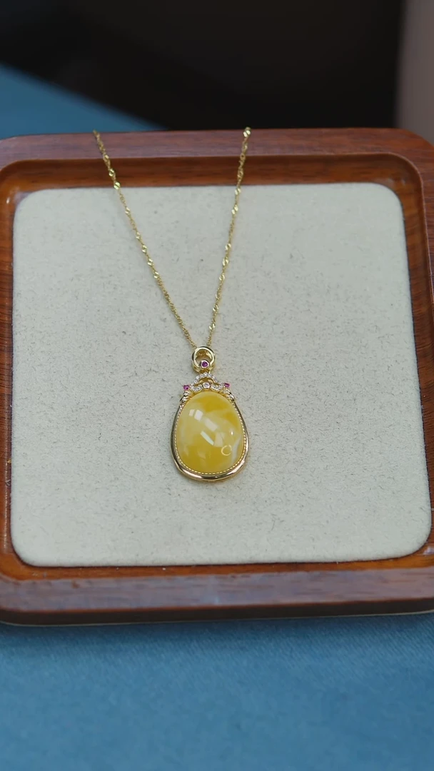 银S925镶嵌颈饰蜜蜡H3