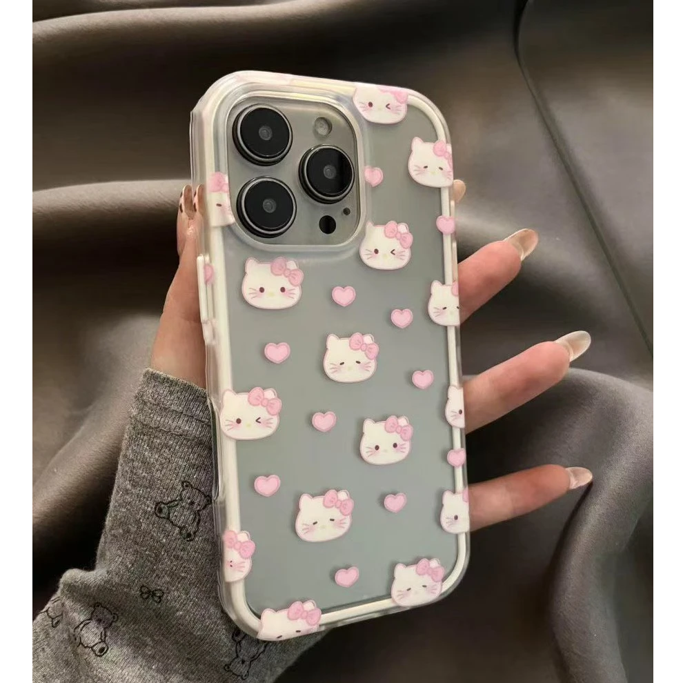 粉爱心KT猫适用苹果16Pro手机壳iPhone15/14/13新款12/11软女防摔