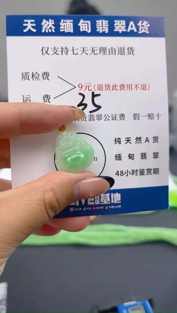 颈饰18K金镶嵌翡翠纯天然缅甸翡翠A货