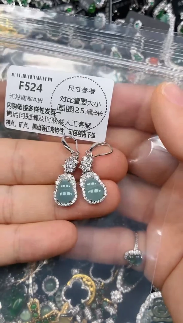 颈饰未镶嵌翡翠F524耳钩