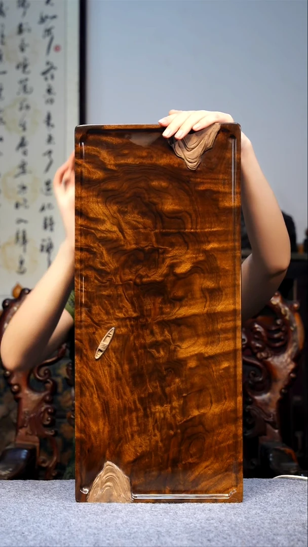 金丝楠【35】小叶金丝楠 满花精品 双面无暇 绿料茶盘  干湿都可做