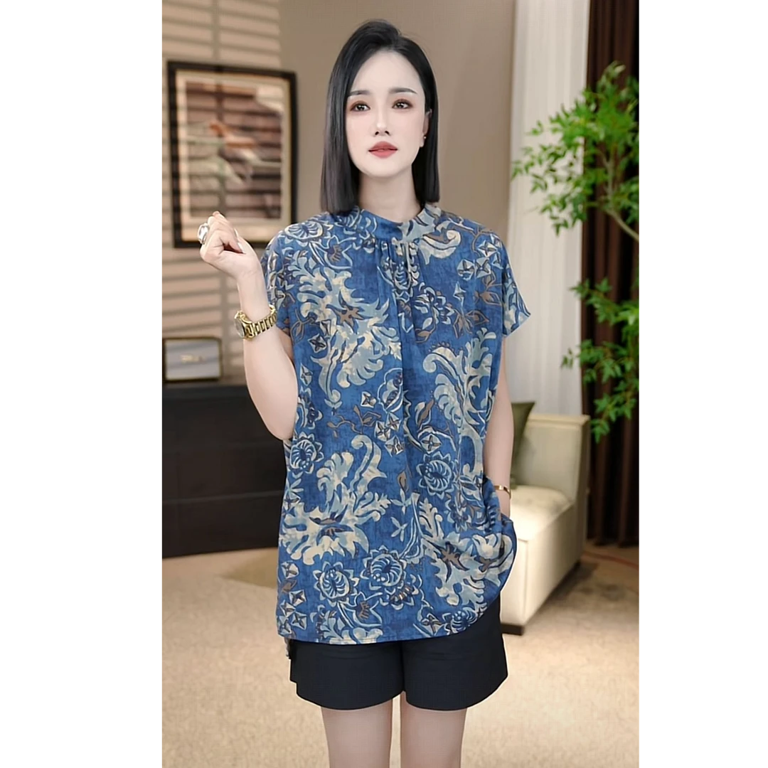 SZ&复古时尚休闲双面穿女士新中式上衣女装MX6634#夏季花色上衣
