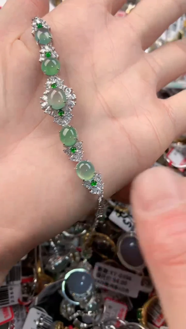 银S925镶嵌戒指翡翠444           8