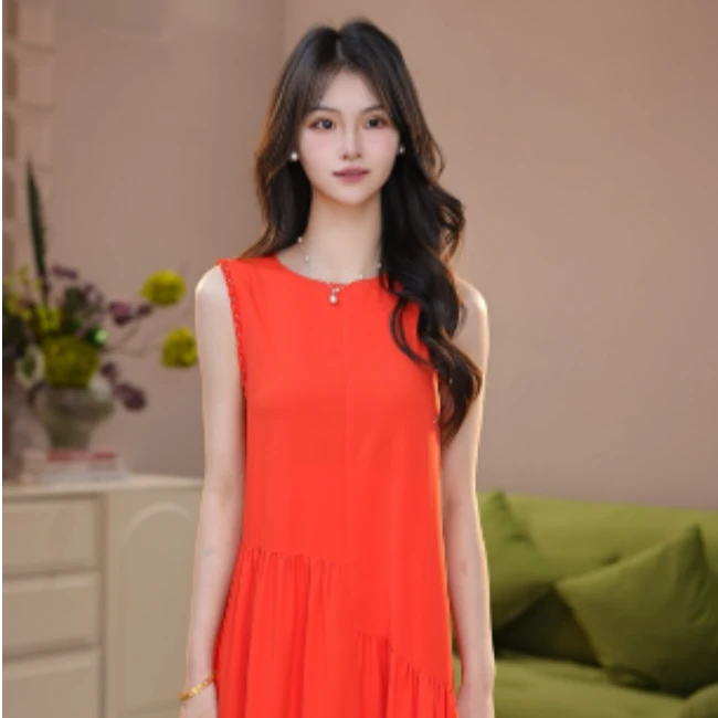 GIRDEAR/哥弟新款法式优雅设计感轻奢气质无袖中长裙连衣裙150012