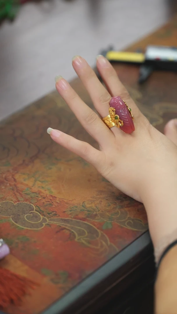 【闪购商品】玛瑙/玉髓戒指银S925镶嵌盐源蝉