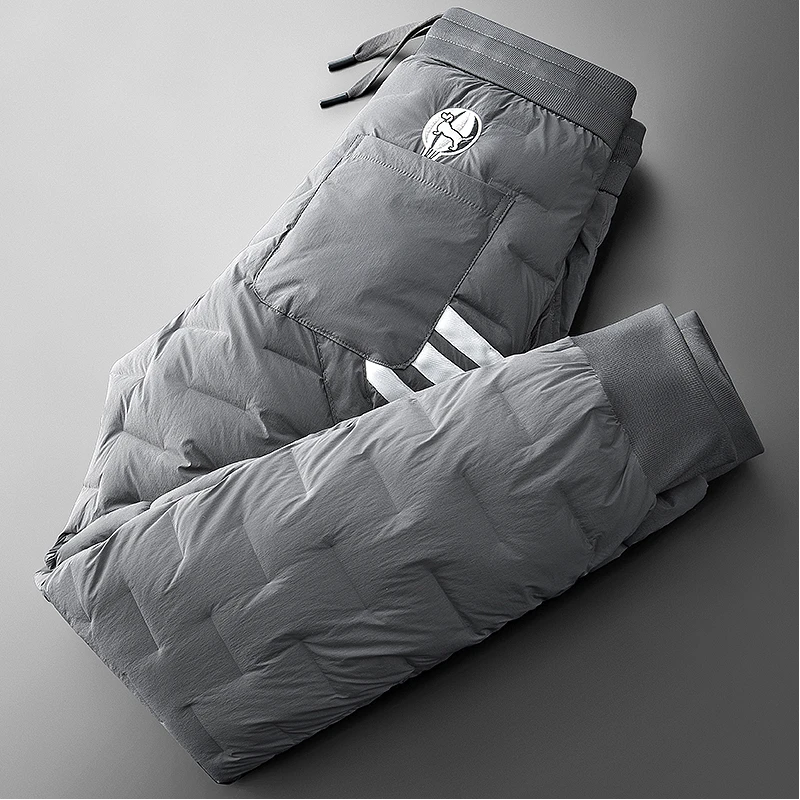 贾鲁萨加高端时尚冬季加厚防水保暖裤男士潮牌弹力休闲束脚羽绒裤