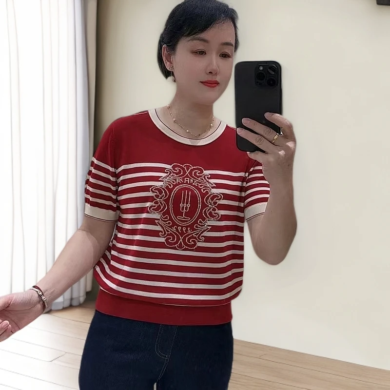 韩版高档天丝条纹显瘦春夏新款22552