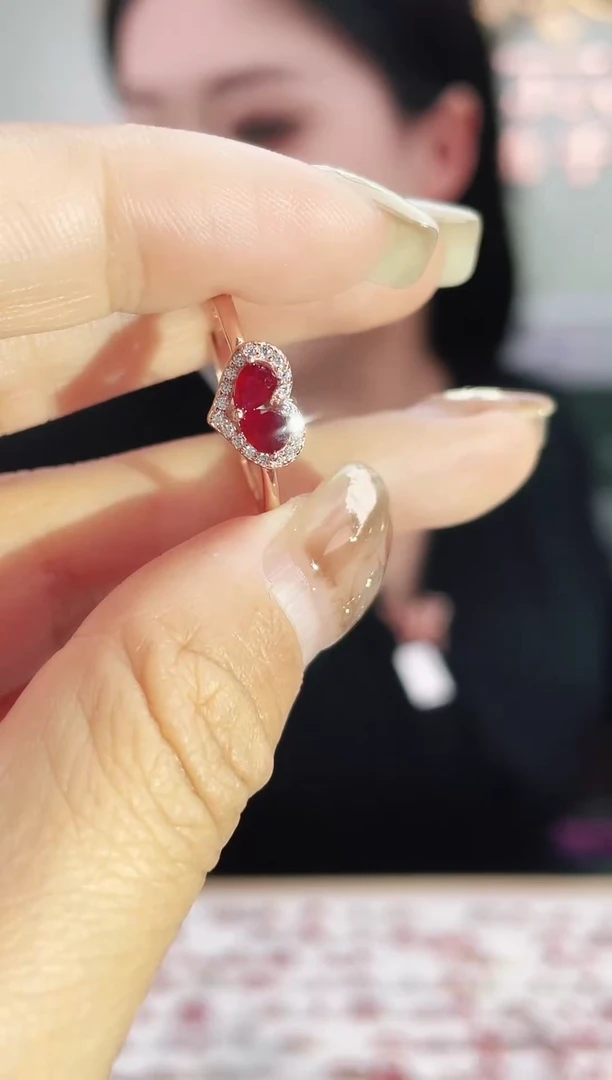 银S925镶嵌戒指红宝石戒指