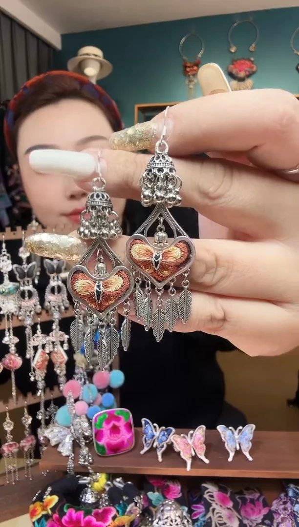 刺绣纯手工民族风刺绣耳环