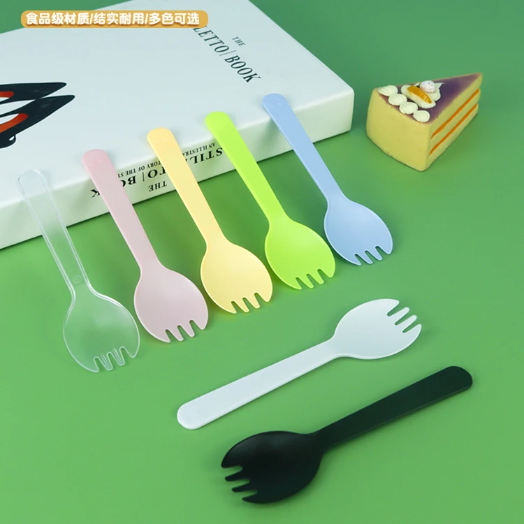 一次性勺叉独立包装甜品外卖冰激凌布丁小勺儿童餐具塑料商用叉勺