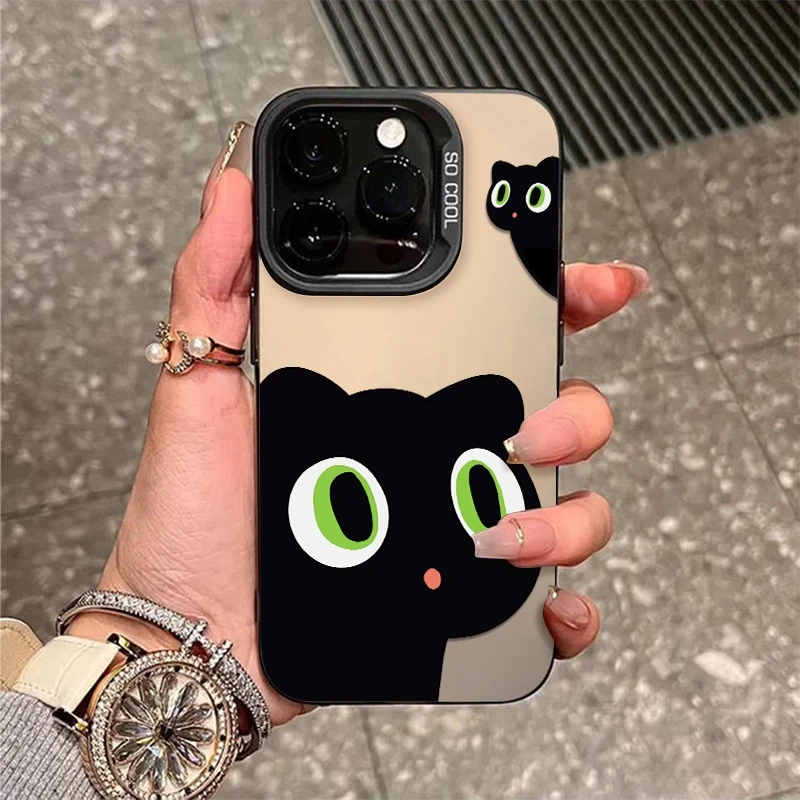 可爱黑猫适用苹果16promax手机壳高级iphone15promax保护壳防摔