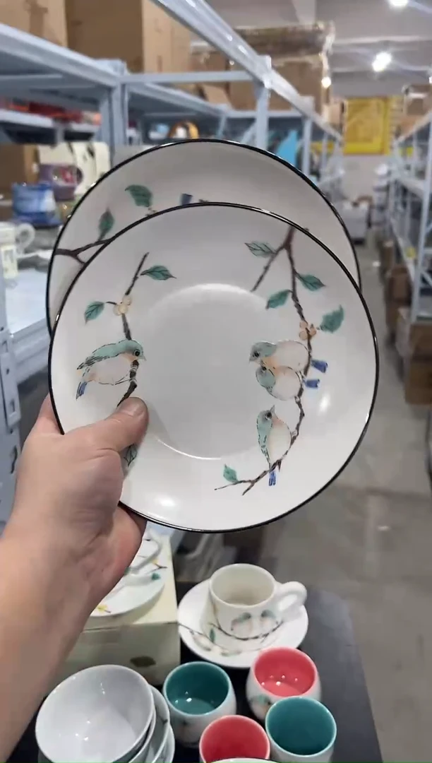 杯子骨瓷（简装）7.5小鸟盘两个