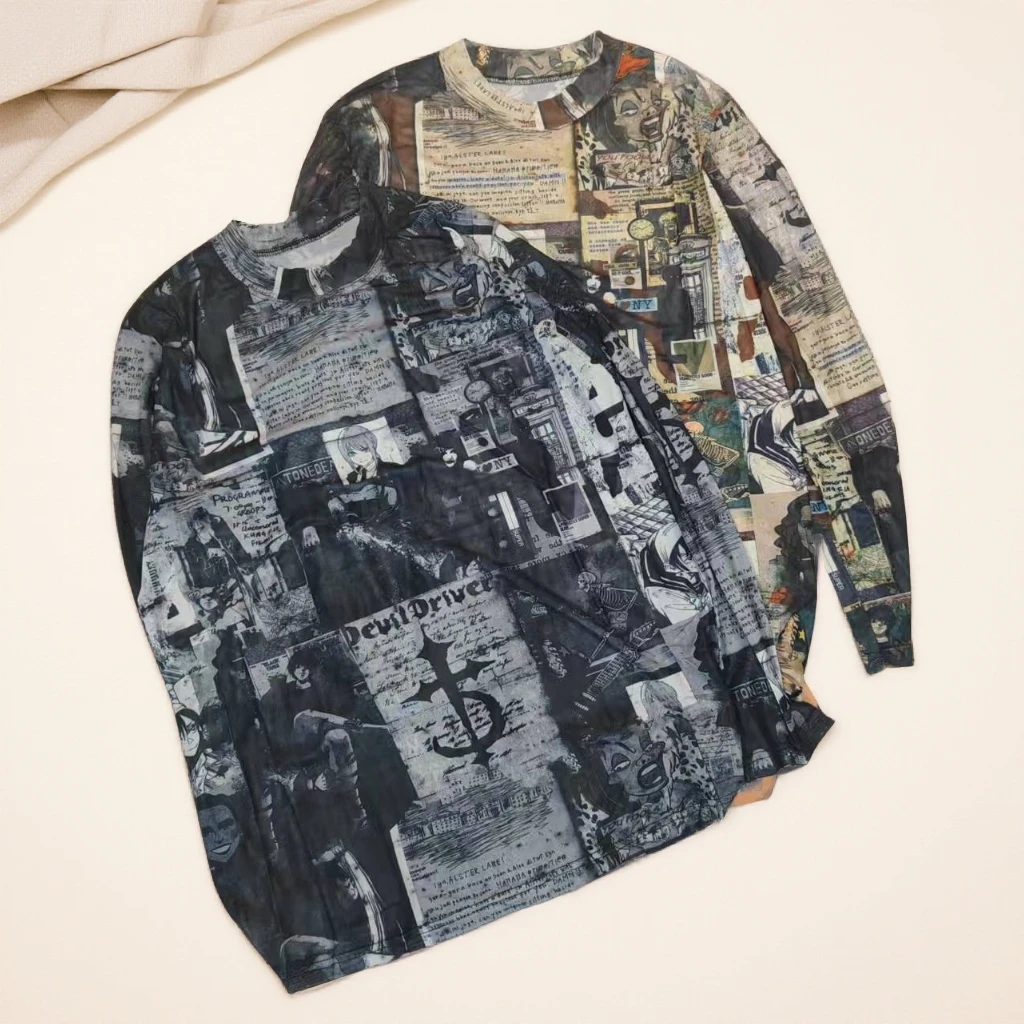 25352（飞儿同款）网纱时尚打底衫休闲长袖