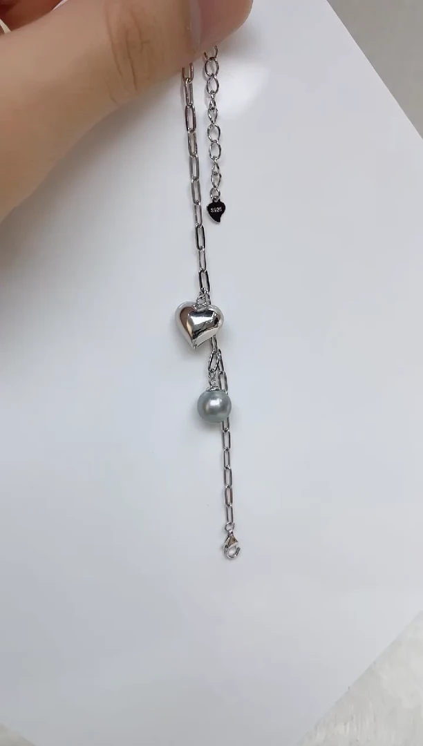 银S925镶嵌海水珍珠手链