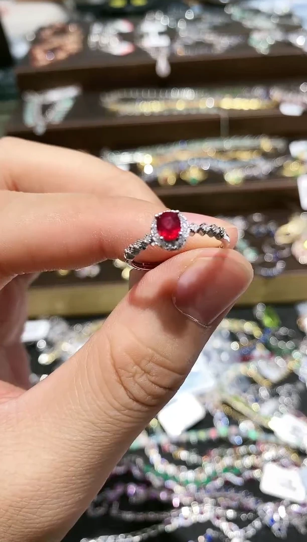 【闪购商品】红宝石戒指银S925镶嵌戒指