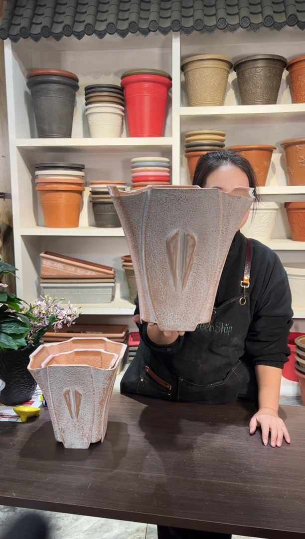 30*30方口橘刷白手工花盆