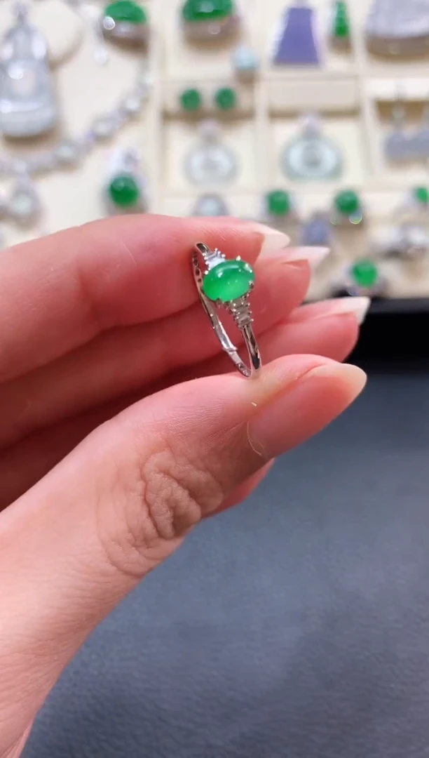 翡翠戒指18K金镶嵌n4