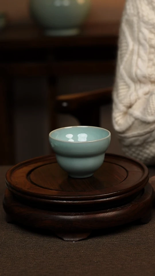 瓷片天青色葫芦杯100ml微瑕不带礼盒