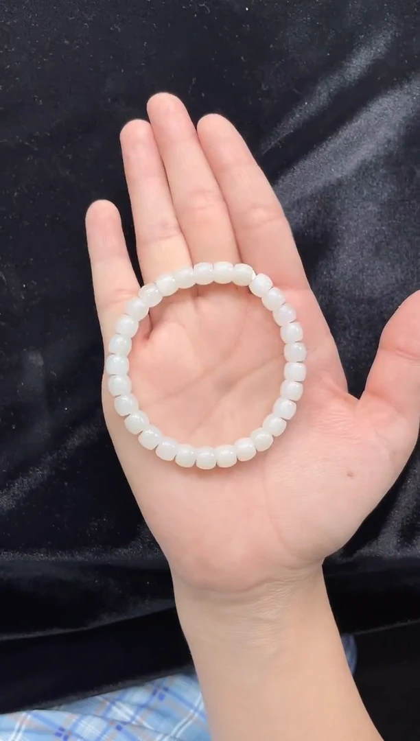 手串未镶嵌和田玉新疆于田料白玉卡6*7直切手串女