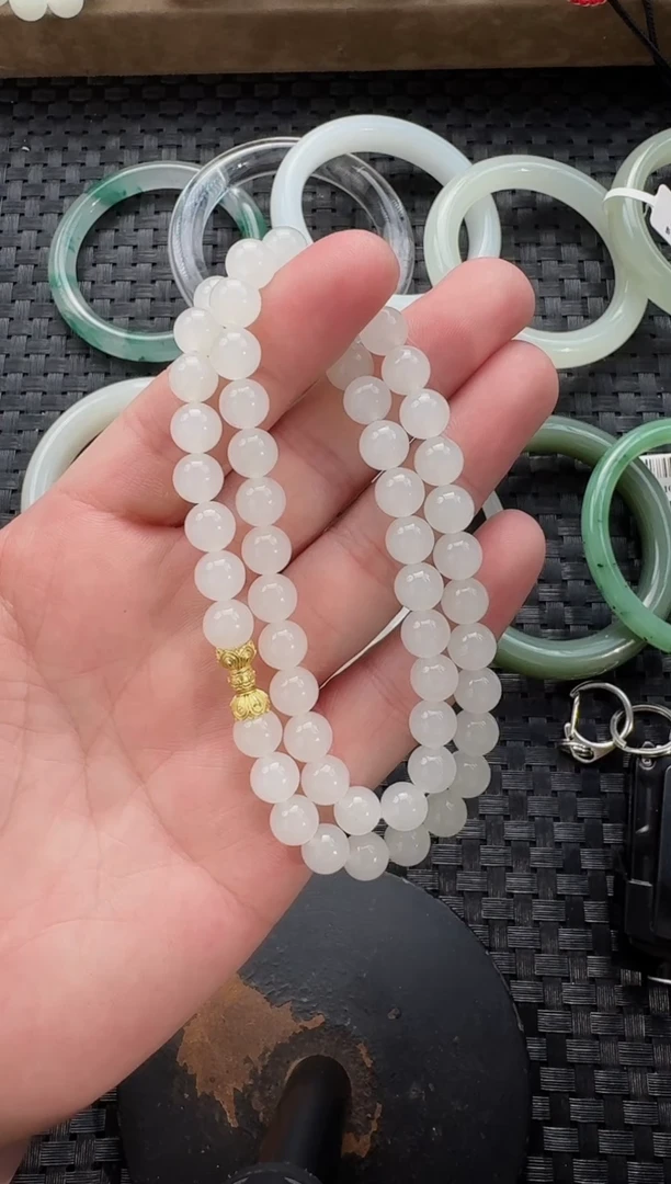 颈饰未镶嵌和田玉8mm女神链