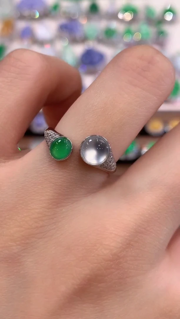 18K金镶嵌戒指翡翠a89