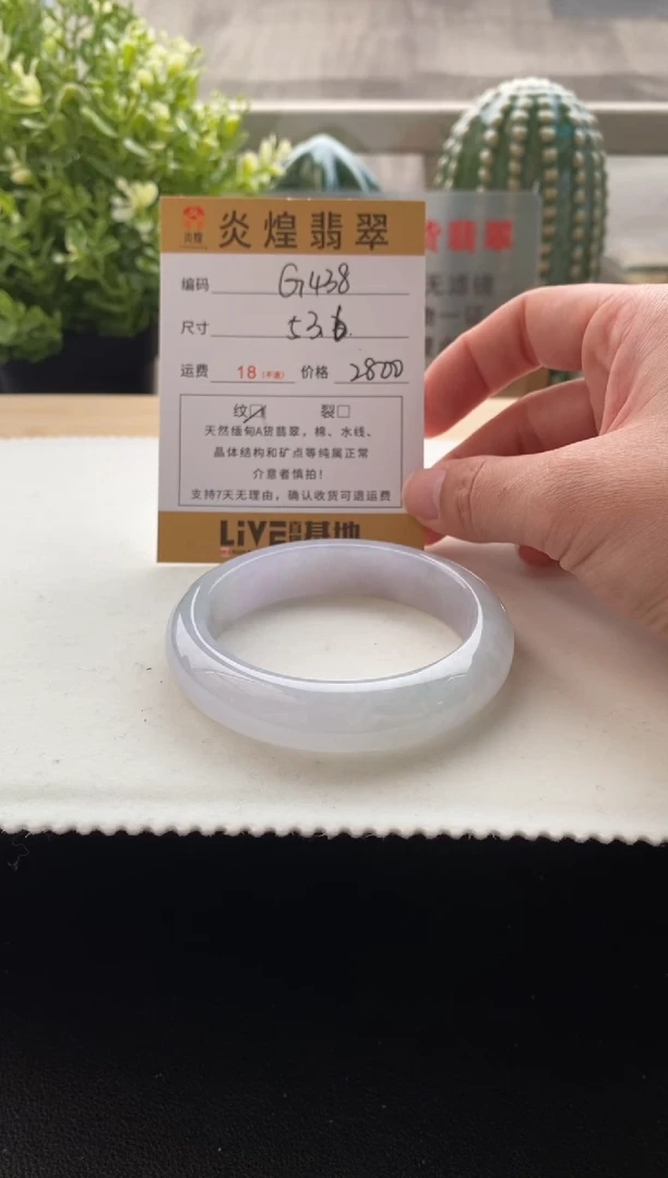 未镶嵌手镯翡翠53.6圈口 编码G438