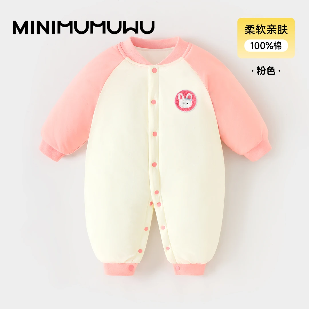 男女宝宝棉服加厚连体婴儿睡衣加厚儿童保暖夹棉秋冬款幼儿爬行服